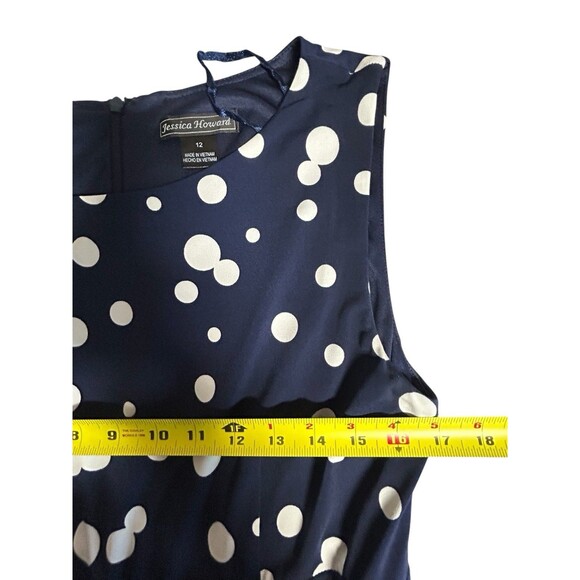 Jessica Howard Dress, Polka Dot, Size 12 Ruched Detail. Excellent Condition! - Picture 6 of 7